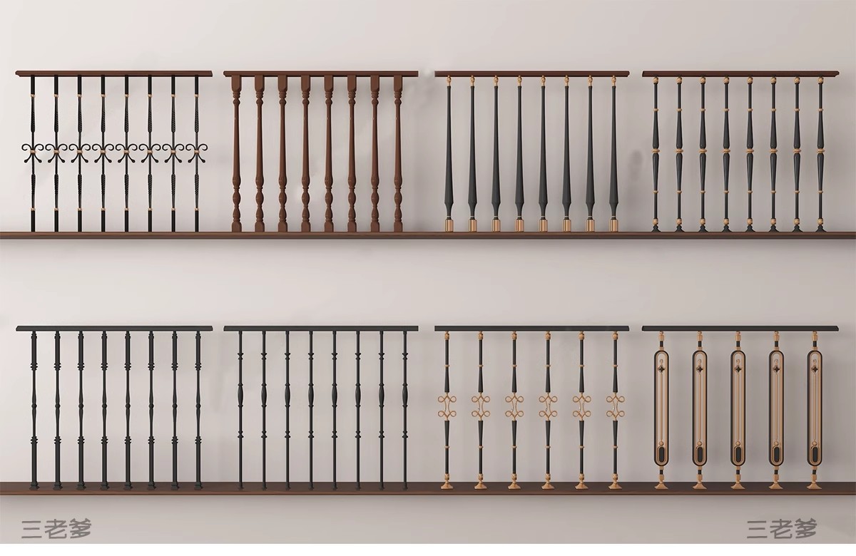 图片[9]-中式雕花防腐木头栏杆景观桥木质扶手围栏乡村护栏SU模型草图大师-大怪兽分享