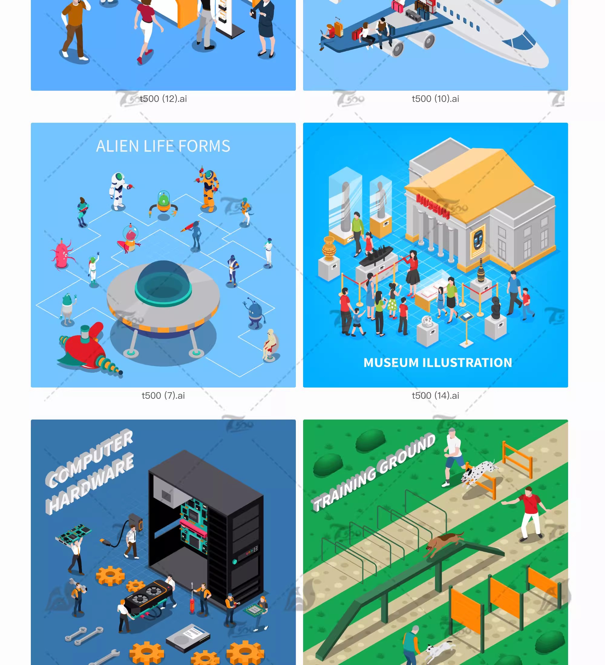 图片[9]-2.5d现代自然历史科技博物馆建筑艺术美术展插画ai矢量设计素材-大怪兽分享