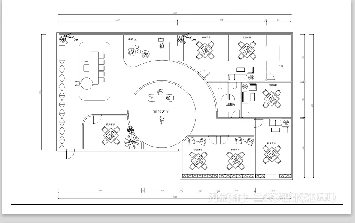 图片[9]-棋牌室CAD施工图 娱乐休闲会所平面布局方案立面剖面节点大样图库-大怪兽分享