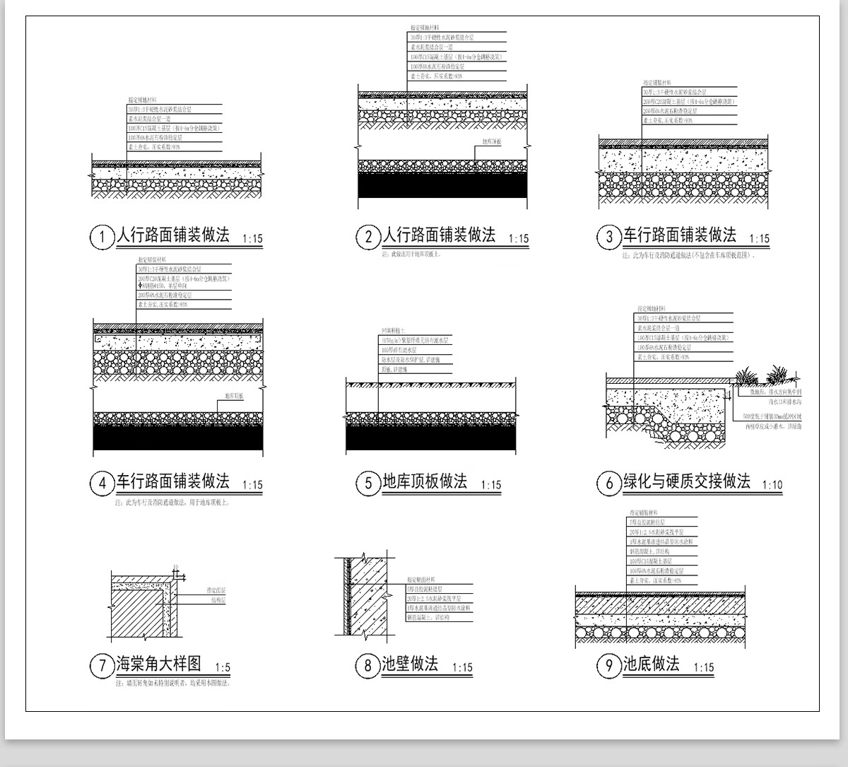 图片[9]-道路铺装标准做法CAD节点大样详图景观园林通用图库地铺施工图库-大怪兽分享