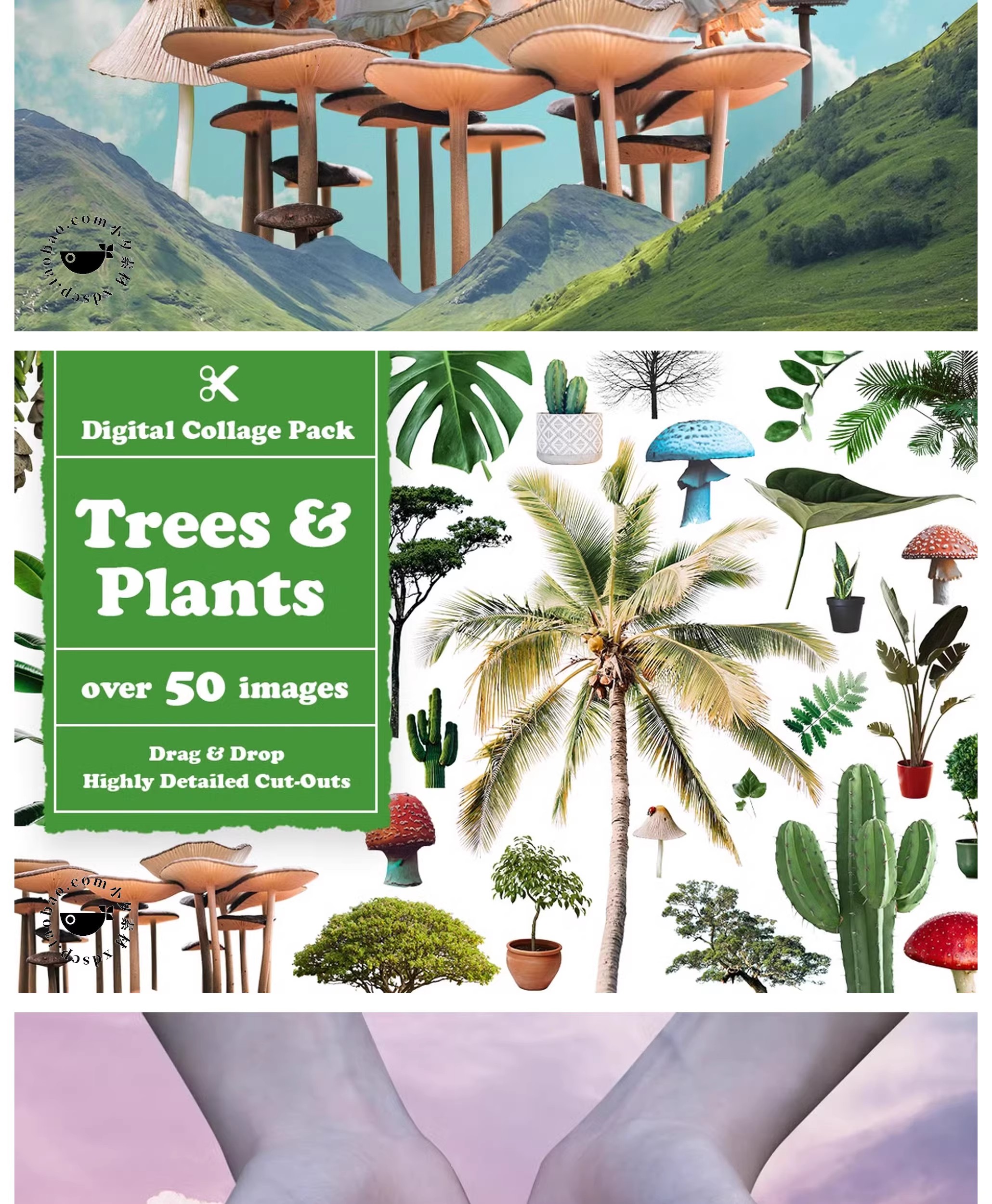 图片[9]-Y2K潮流拼贴画人物植物剪贴画PNG透明大图元素模板-大怪兽分享