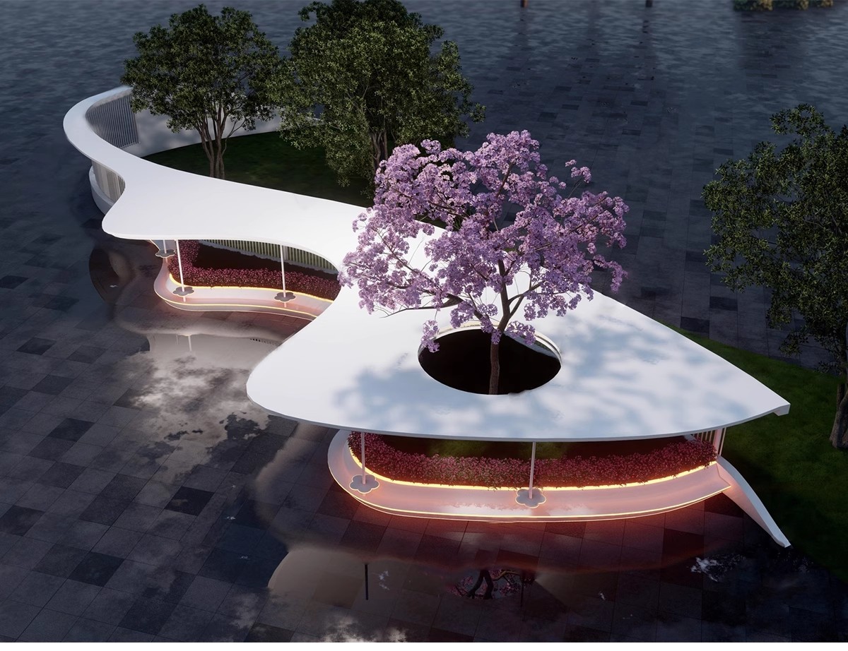 图片[9]-异形弧形廊架SU模型公园亭子广场休闲亭长廊景观构筑廊架SketchUp-大怪兽分享