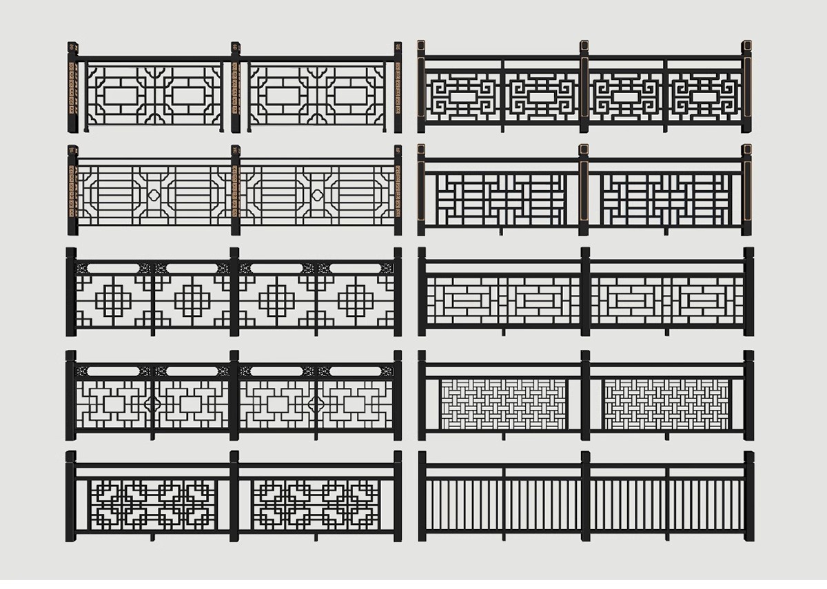 图片[10]-中式雕花防腐木头栏杆景观桥木质扶手围栏乡村护栏SU模型草图大师-大怪兽分享