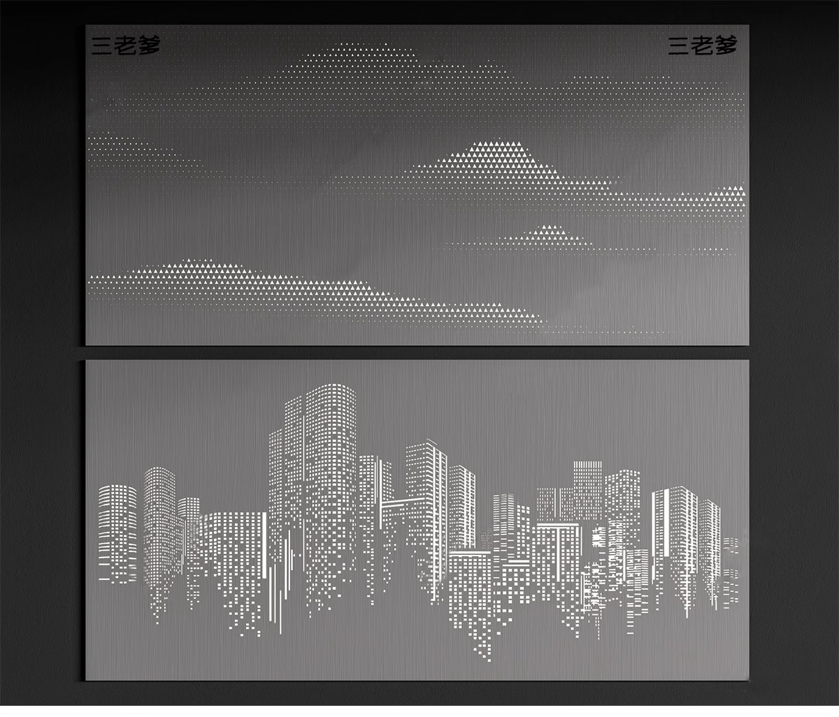 图片[10]-穿孔板冲孔锈板穿洞铝板异形建筑表皮镂空山形渐变纹理景墙su模型-大怪兽分享