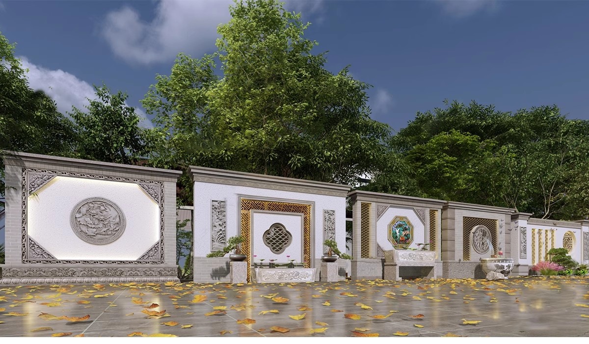 图片[10]-新中式徽派马头墙民俗建筑照壁景墙仿古建筑白山墙瓦片屋檐SU模型-大怪兽分享