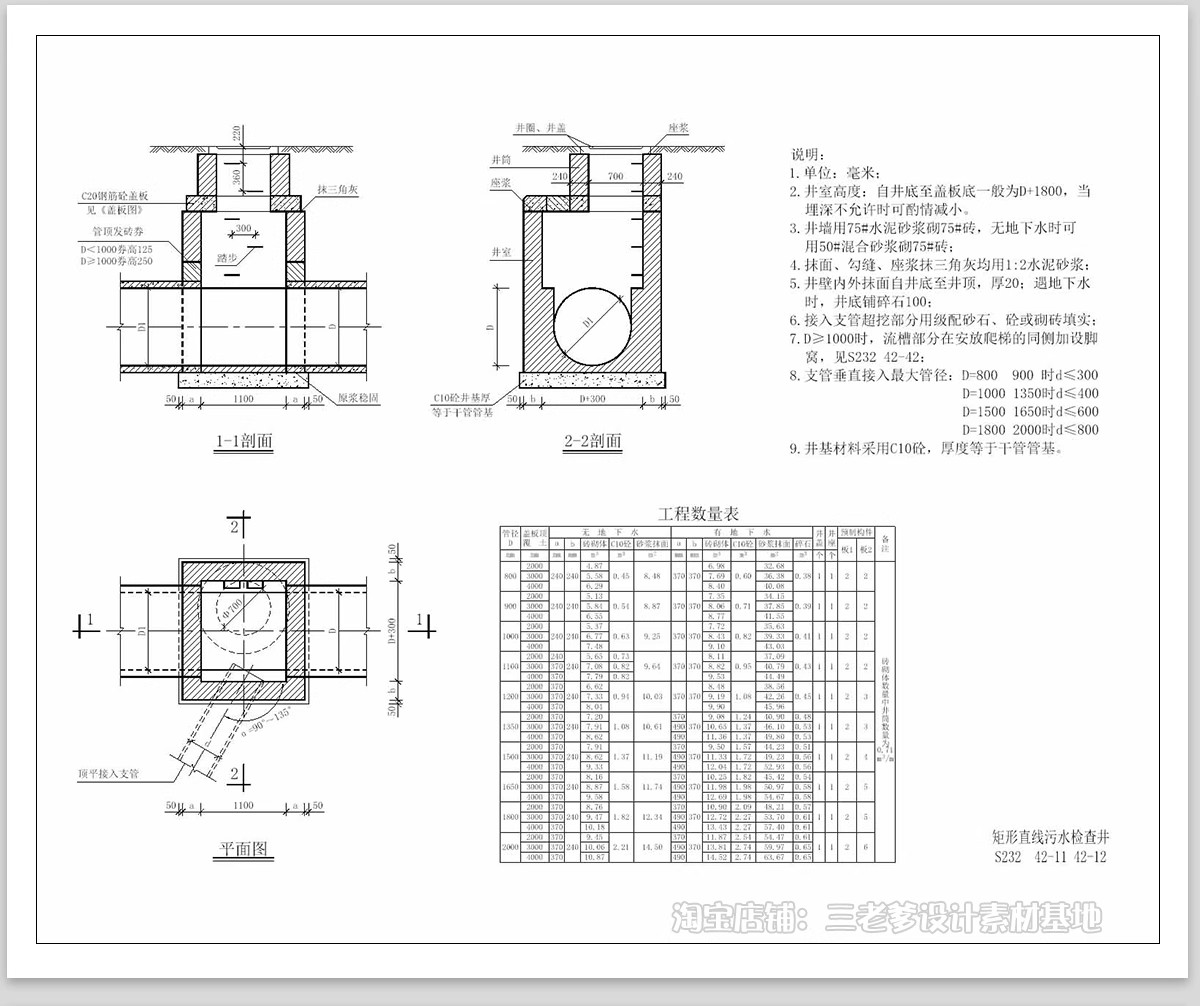 图片[11]-检查井CAD施工图砖砌雨水污水井公园隐形井盖节点大样图做法图库-大怪兽分享