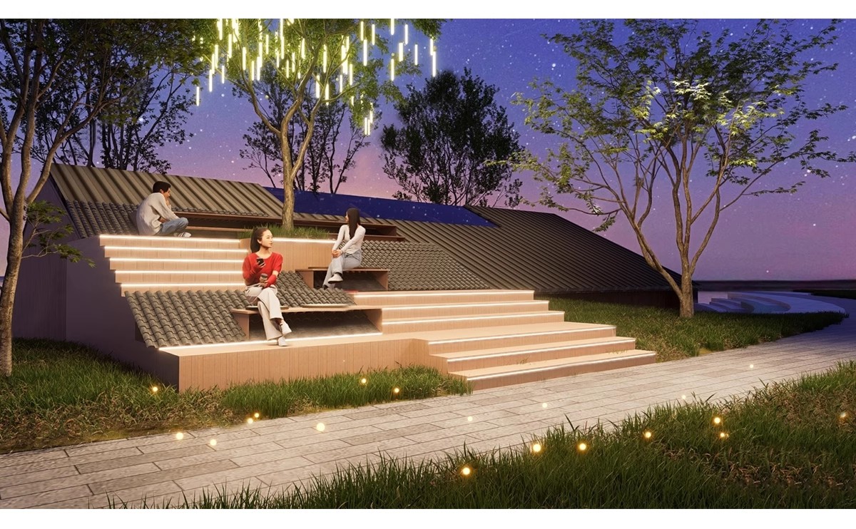 图片[11]-网红建筑屋顶花园SU模型 新中式休闲座椅拍照打卡点景观草图大师-大怪兽分享