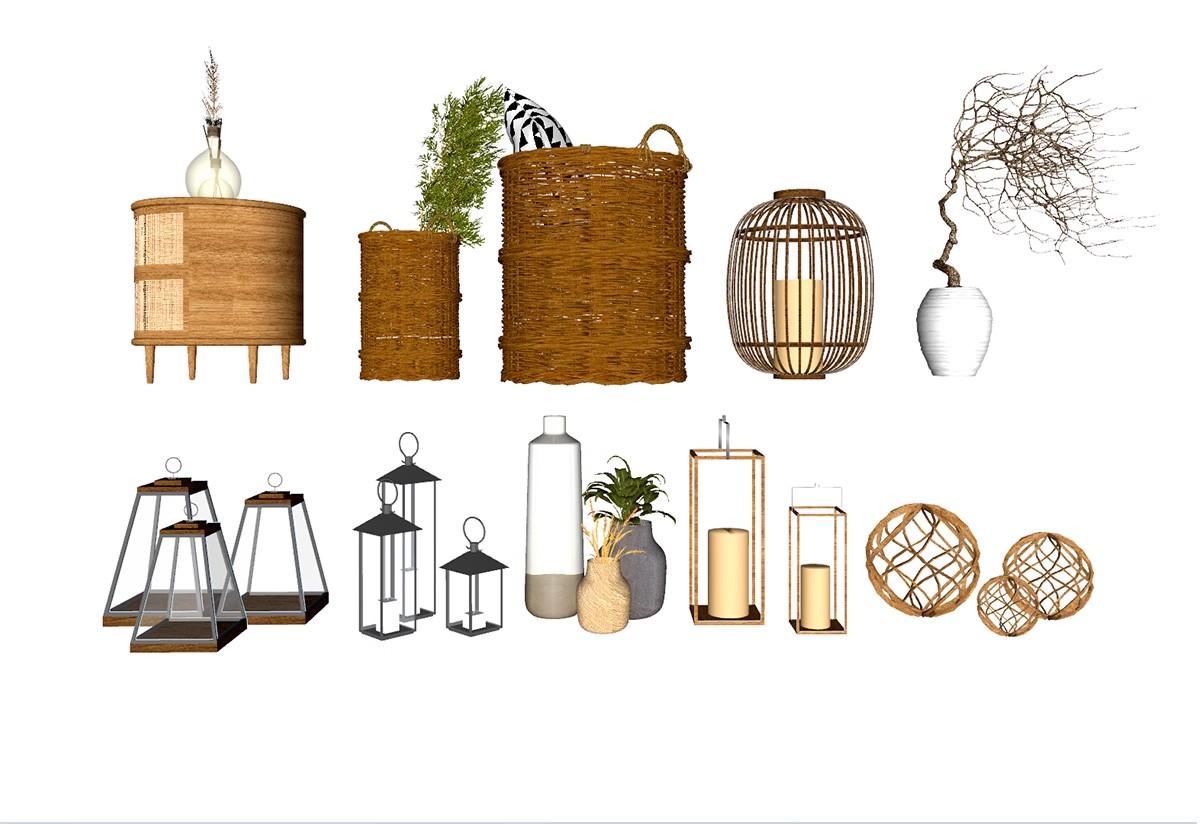 图片[11]-新中式日式原木风民宿室内软装陈设装饰品摆件草图大师SU模型素材-大怪兽分享