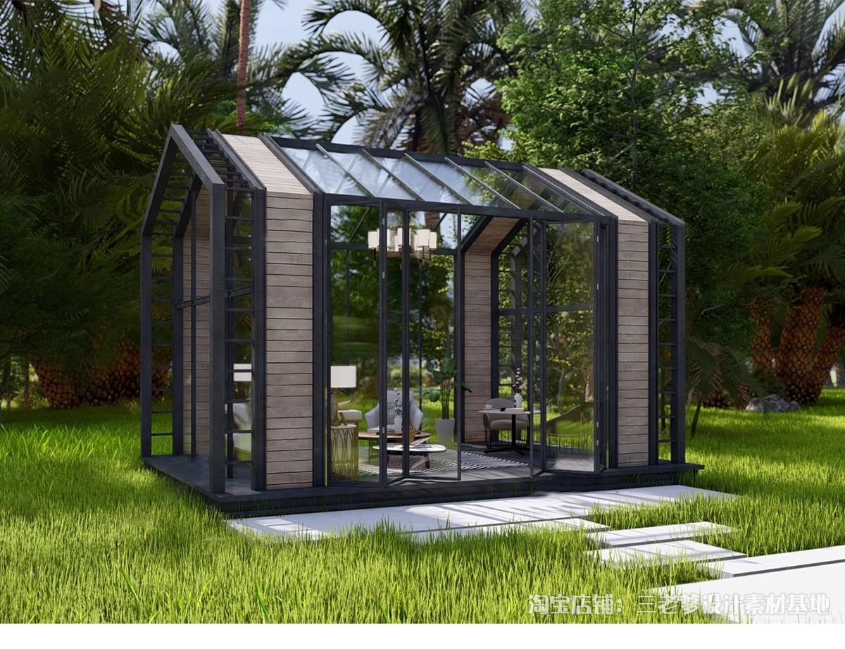 图片[11]-玻璃阳光房SU模型 现代家装别墅庭院封阳台露台屋顶设计草图大师-大怪兽分享