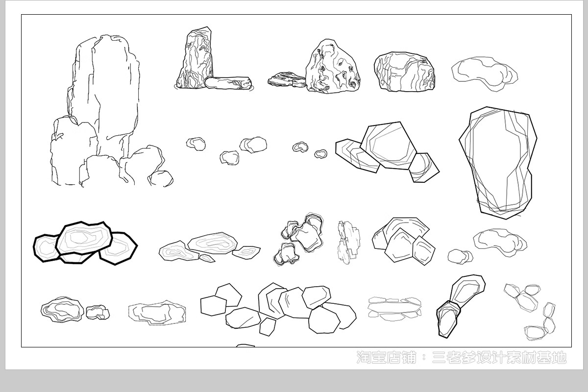 图片[12]-假山石头CAD施工图 庭院园林造景石头岩石园艺石块景观置石图块库-大怪兽分享
