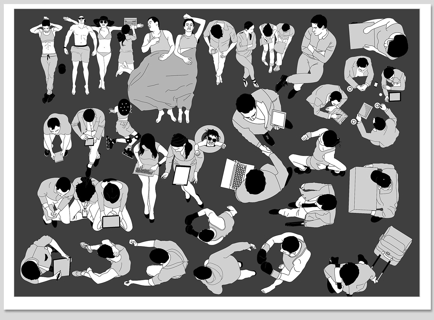 图片[13]-2025人物俯视顶视CAD图库图块站坐人体动作素材运动线稿dwg模块-大怪兽分享