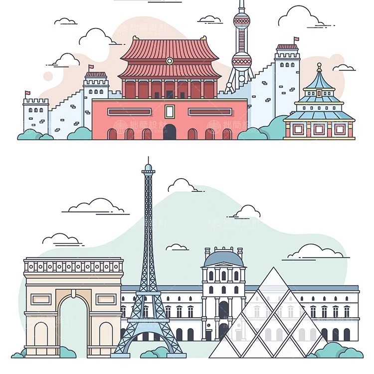 图片[13]-LY-01国潮手绘城市地标建筑旅游景点鼓楼山水插画PSD/AI设计素材-大怪兽分享