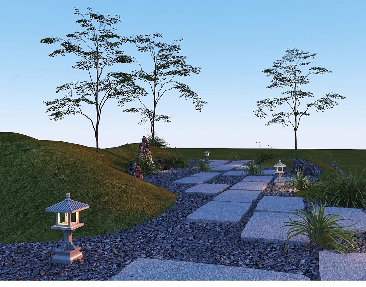 图片[13]-石头路面庭院汀步3D模型库 景观铺装室外石板石块青石板小路3dmax-大怪兽分享