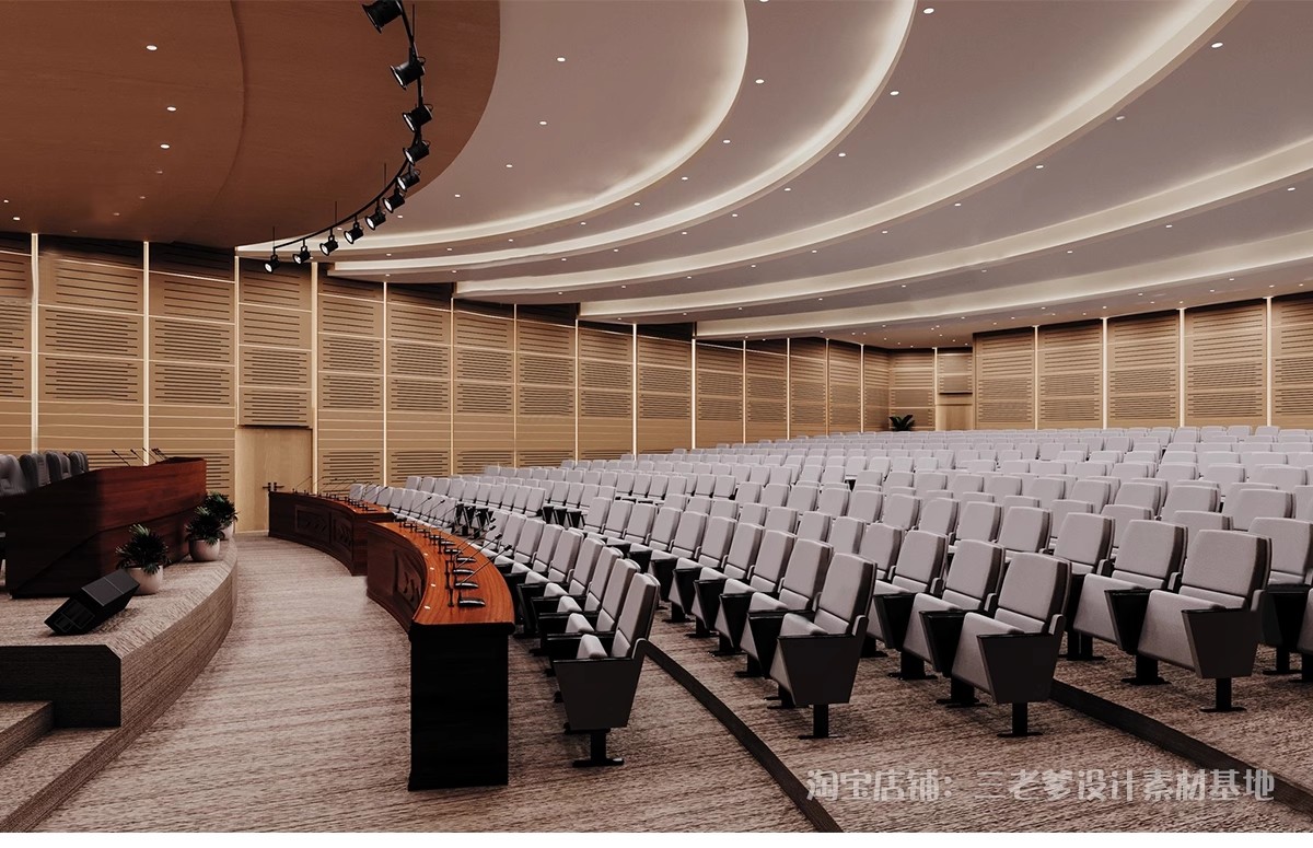 图片[13]-会议室报告大厅阶梯教室3d模型 现代工装大型汇报报告厅演播3Dmax-大怪兽分享
