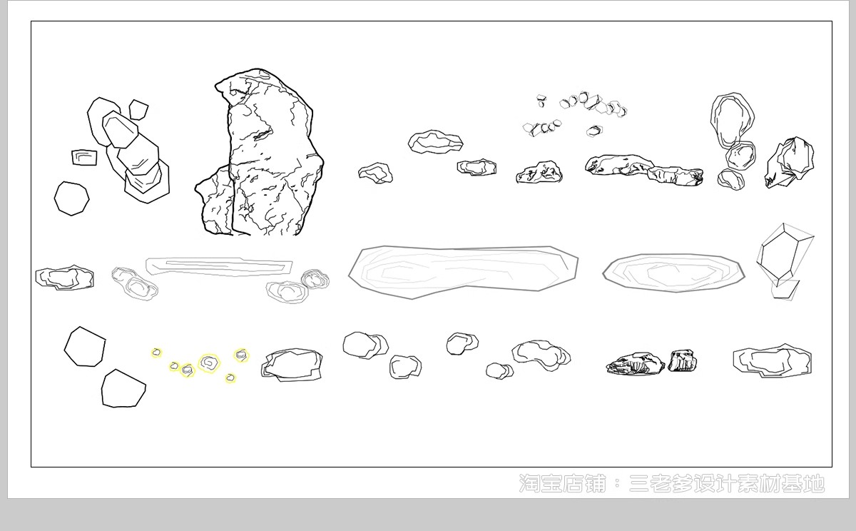 图片[13]-假山石头CAD施工图 庭院园林造景石头岩石园艺石块景观置石图块库-大怪兽分享
