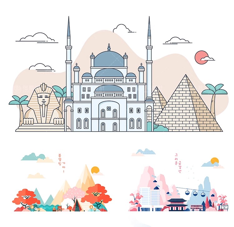 图片[14]-LY-01国潮手绘城市地标建筑旅游景点鼓楼山水插画PSD/AI设计素材-大怪兽分享