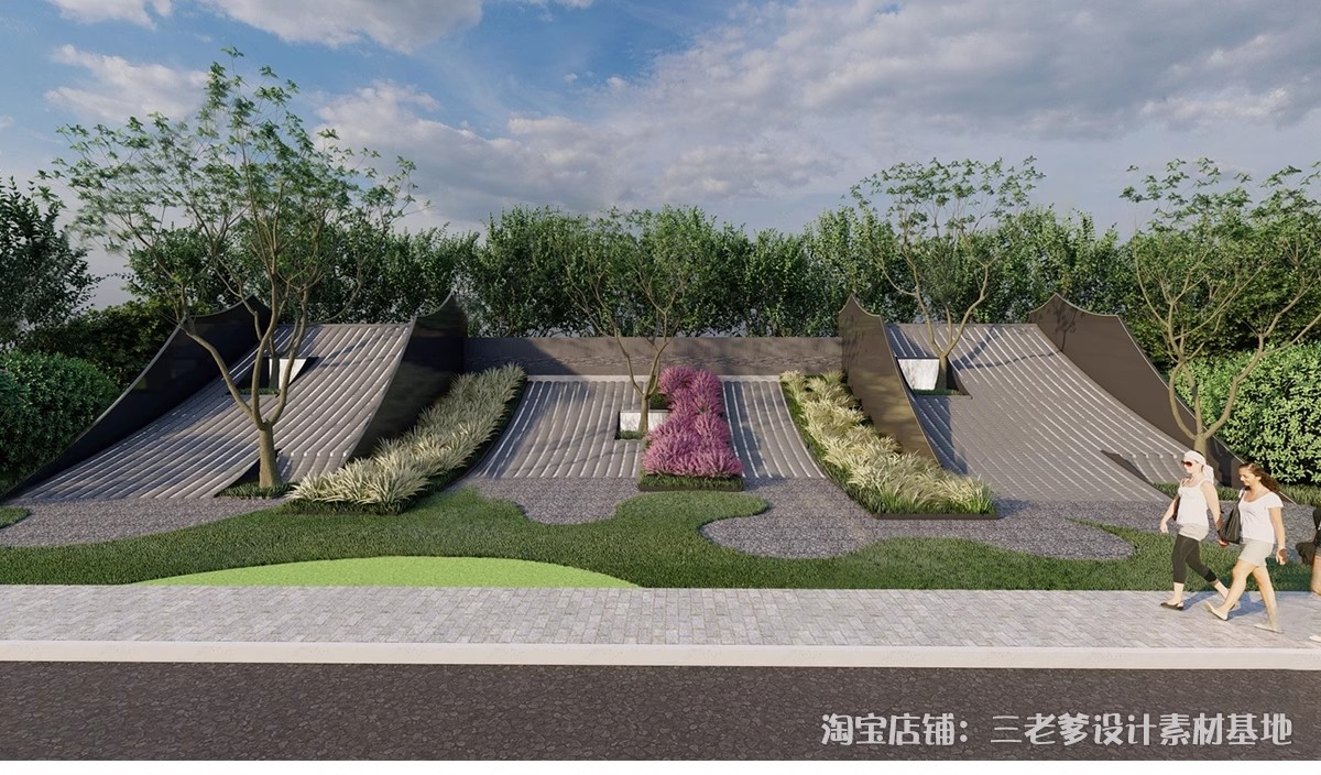 图片[14]-网红建筑屋顶花园SU模型 新中式休闲座椅拍照打卡点景观草图大师-大怪兽分享