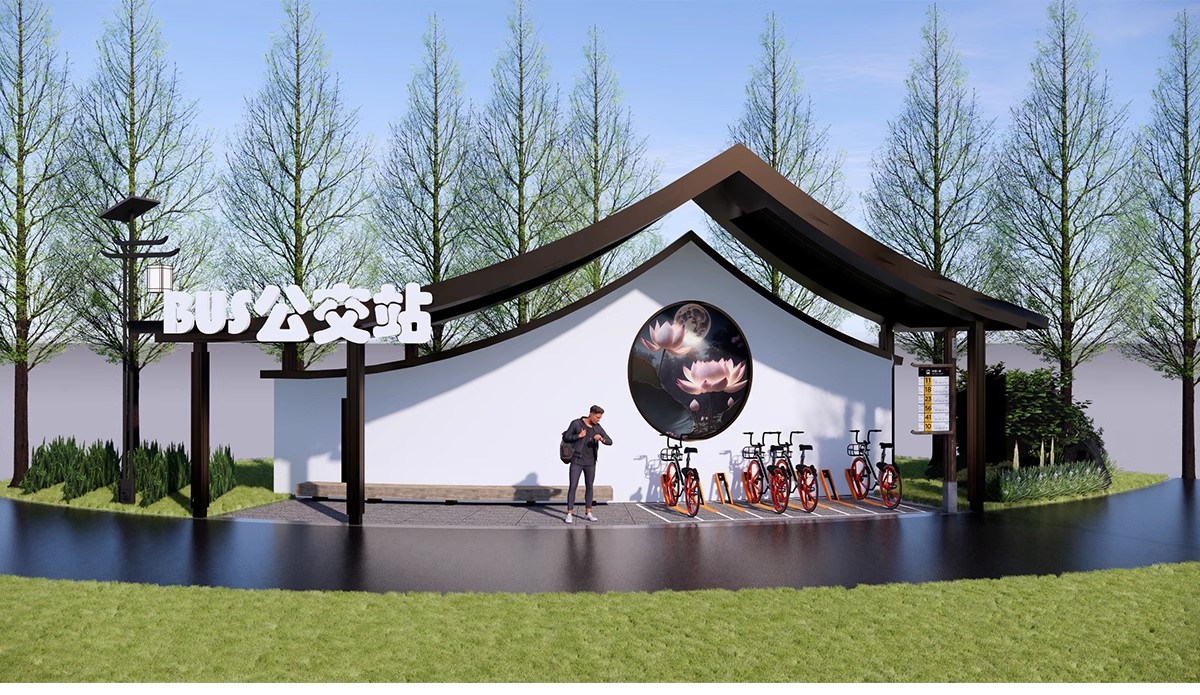 图片[14]-现代新中式风格乡村城市公交站汽车站牌设计站台SU模型库草图大师-大怪兽分享