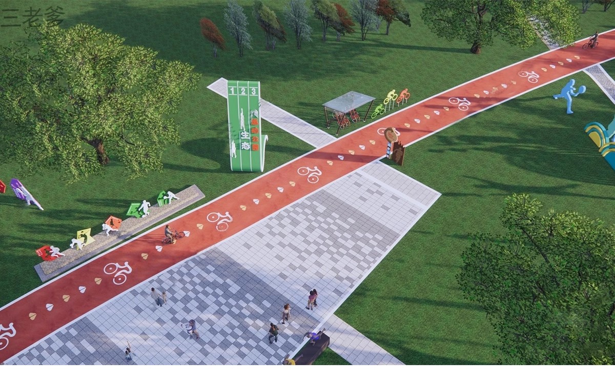 图片[15]-人行道步行道塑胶跑道su模型健身绿道骑行景观道路公园游草图大师-大怪兽分享