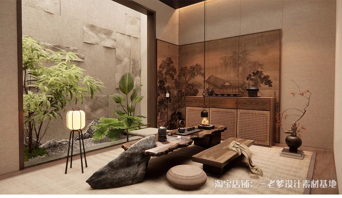 图片[15]-茶艺馆SU模型库新中式茶文化体验馆展厅茶室制茶炒茶加工装置雕塑-大怪兽分享