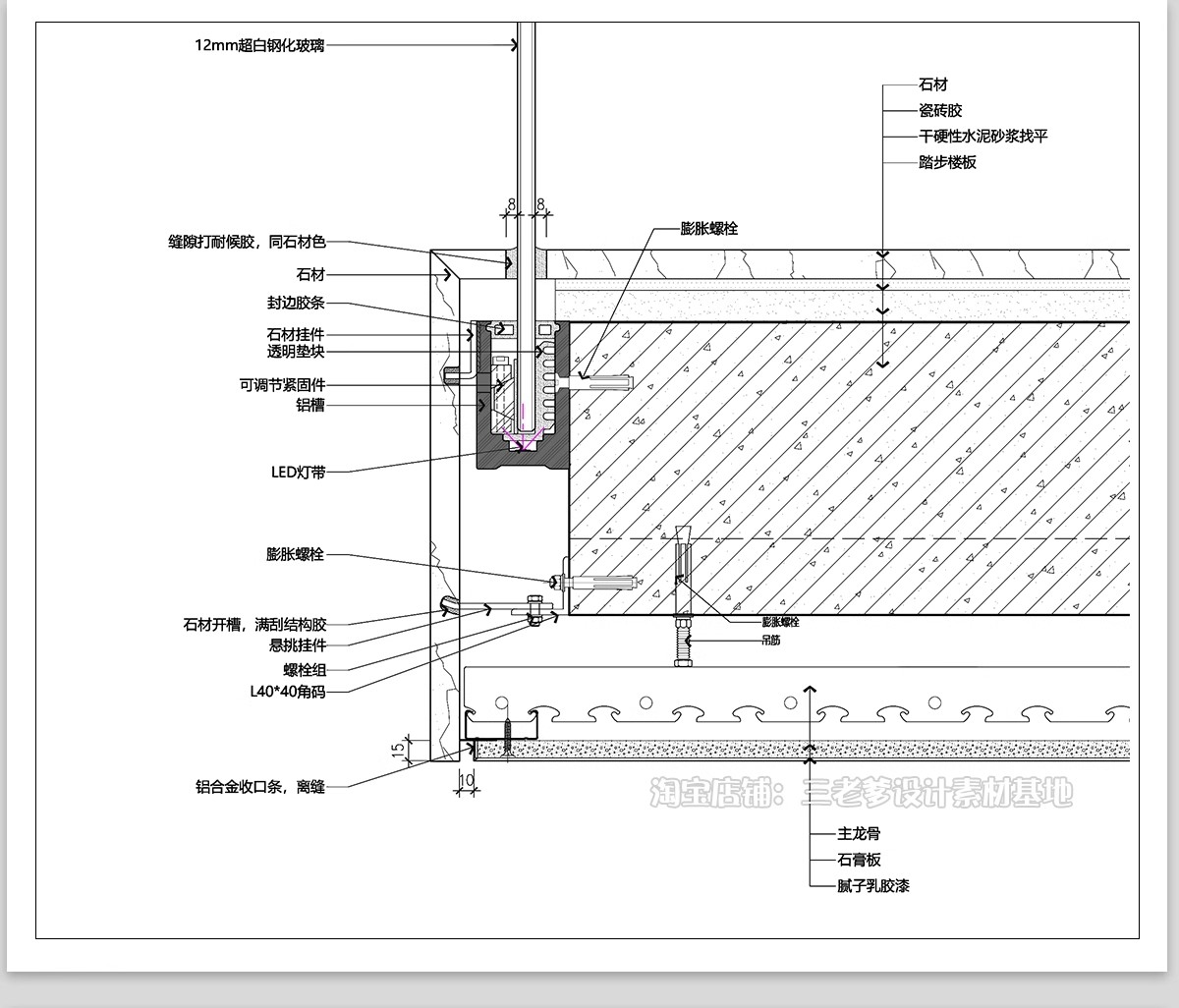 图片[15]-发光艺术玻璃隔断CAD施工图不锈钢屏风图库隔墙节点大样做法详图-大怪兽分享