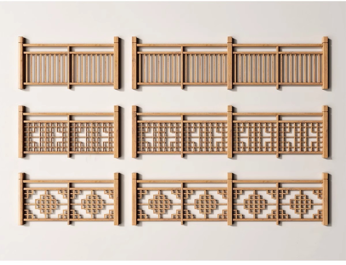 图片[15]-中式雕花防腐木头栏杆景观桥木质扶手围栏乡村护栏SU模型草图大师-大怪兽分享