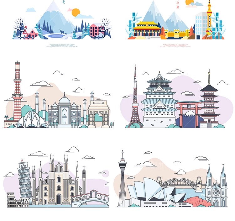 图片[16]-LY-01国潮手绘城市地标建筑旅游景点鼓楼山水插画PSD/AI设计素材-大怪兽分享