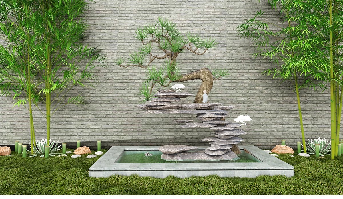 图片[16]-禅意新中式日式佛像和尚雕塑庭院假山景墙景观小品SU模型sketchup-大怪兽分享