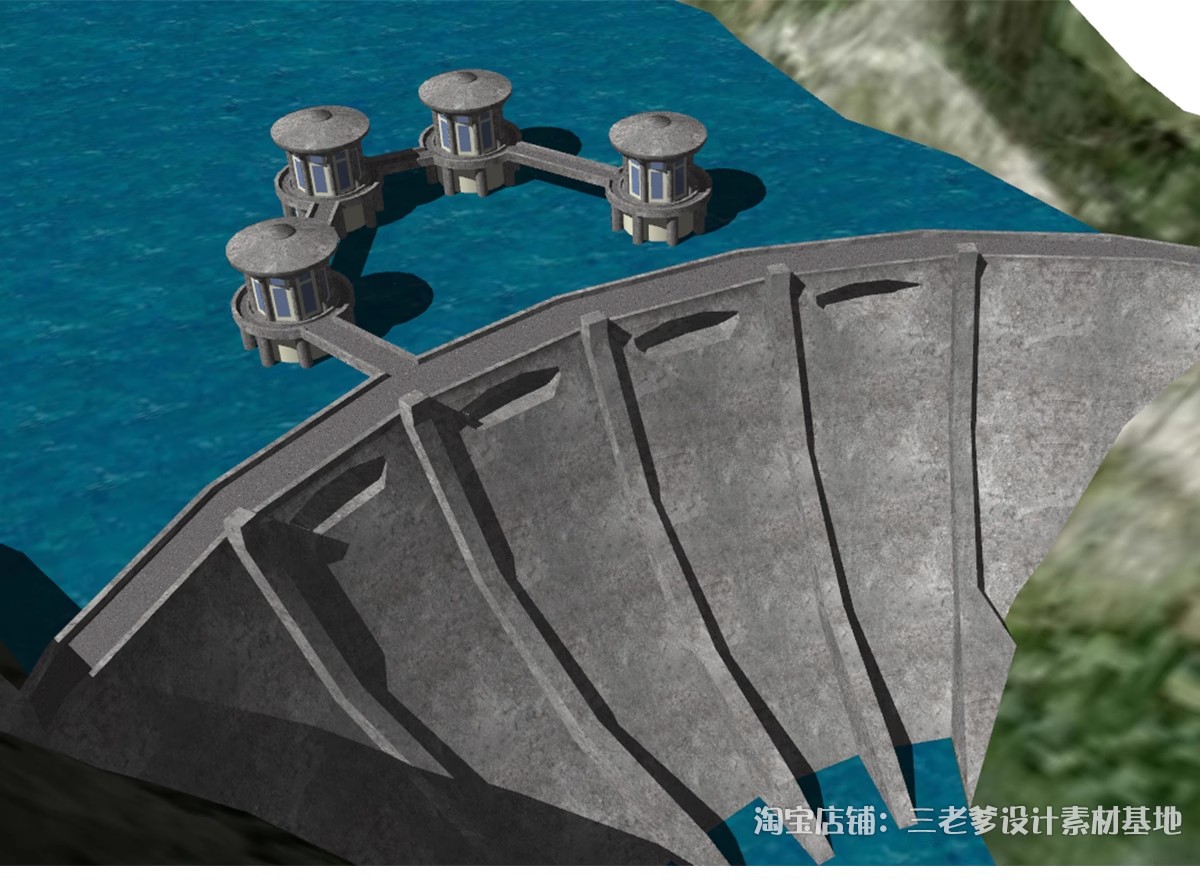 图片[16]-水库水坝su模型现代水利工程水闸发电站河流水电站堤坝草图大师-大怪兽分享