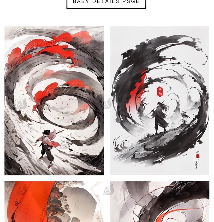 图片[3]-浪人侠客武侠水墨人物中国风手绘插画海报psd设计素材源文件模板-大怪兽分享