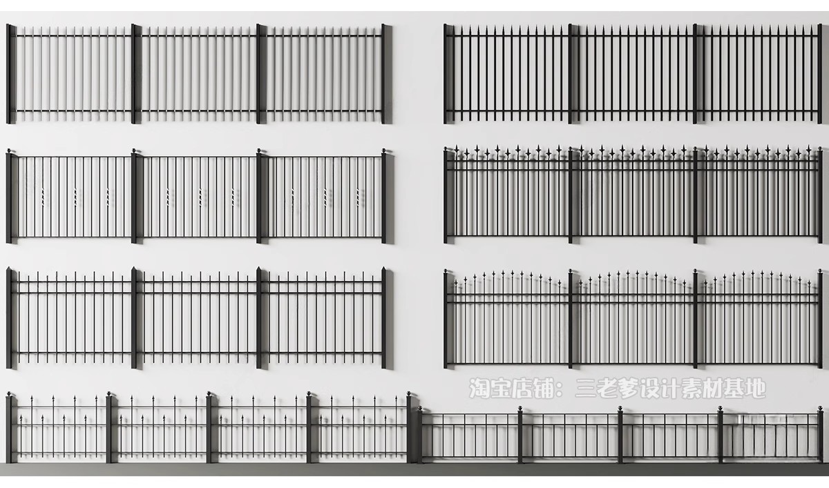 图片[16]-铁艺栏杆围栏su模型 欧式庭院住宅小区铝艺栅栏护栏围墙草图大师-大怪兽分享