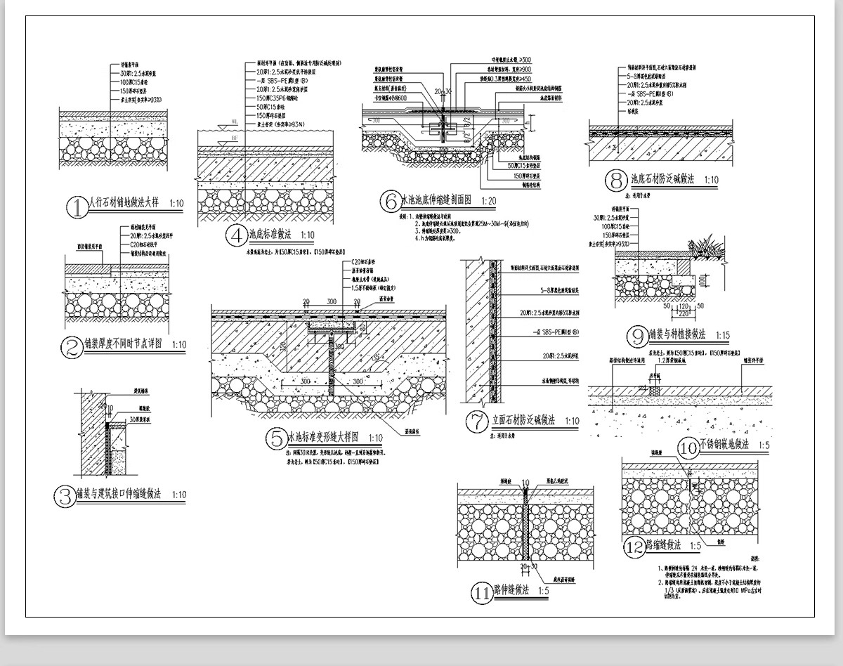 图片[16]-道路铺装标准做法CAD节点大样详图景观园林通用图库地铺施工图库-大怪兽分享
