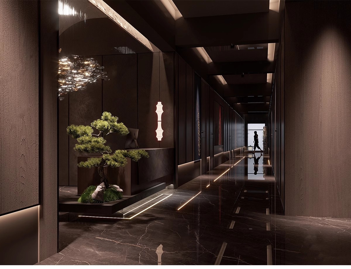 图片[17]-过道走廊su模型现代新中式工装酒店公司办公餐饮空间场景草图大师-大怪兽分享