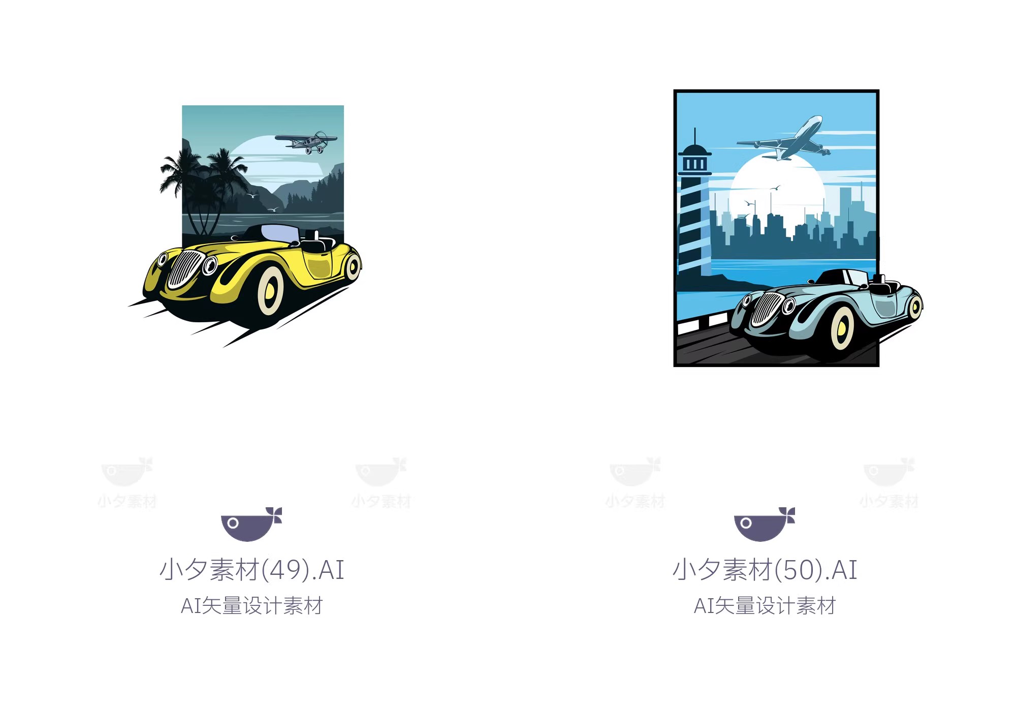 图片[17]-50套美国西部公路潮流复古汽车插画涂鸦logo标志AI矢量设计素材-大怪兽分享