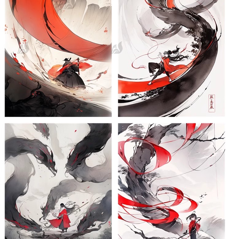 图片[4]-浪人侠客武侠水墨人物中国风手绘插画海报psd设计素材源文件模板-大怪兽分享