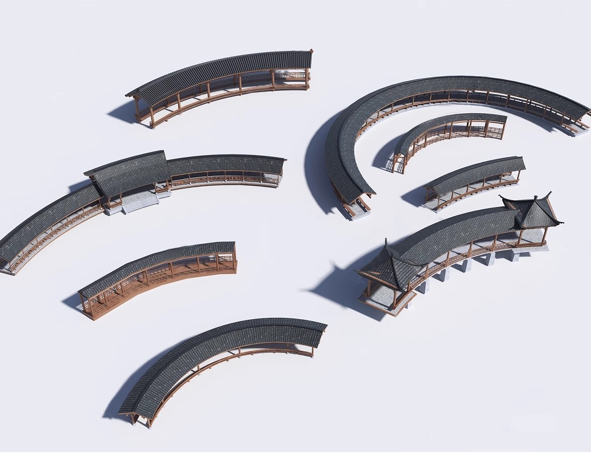 图片[16]-异形弧形廊架SU模型公园亭子广场休闲亭长廊景观构筑廊架SketchUp-大怪兽分享