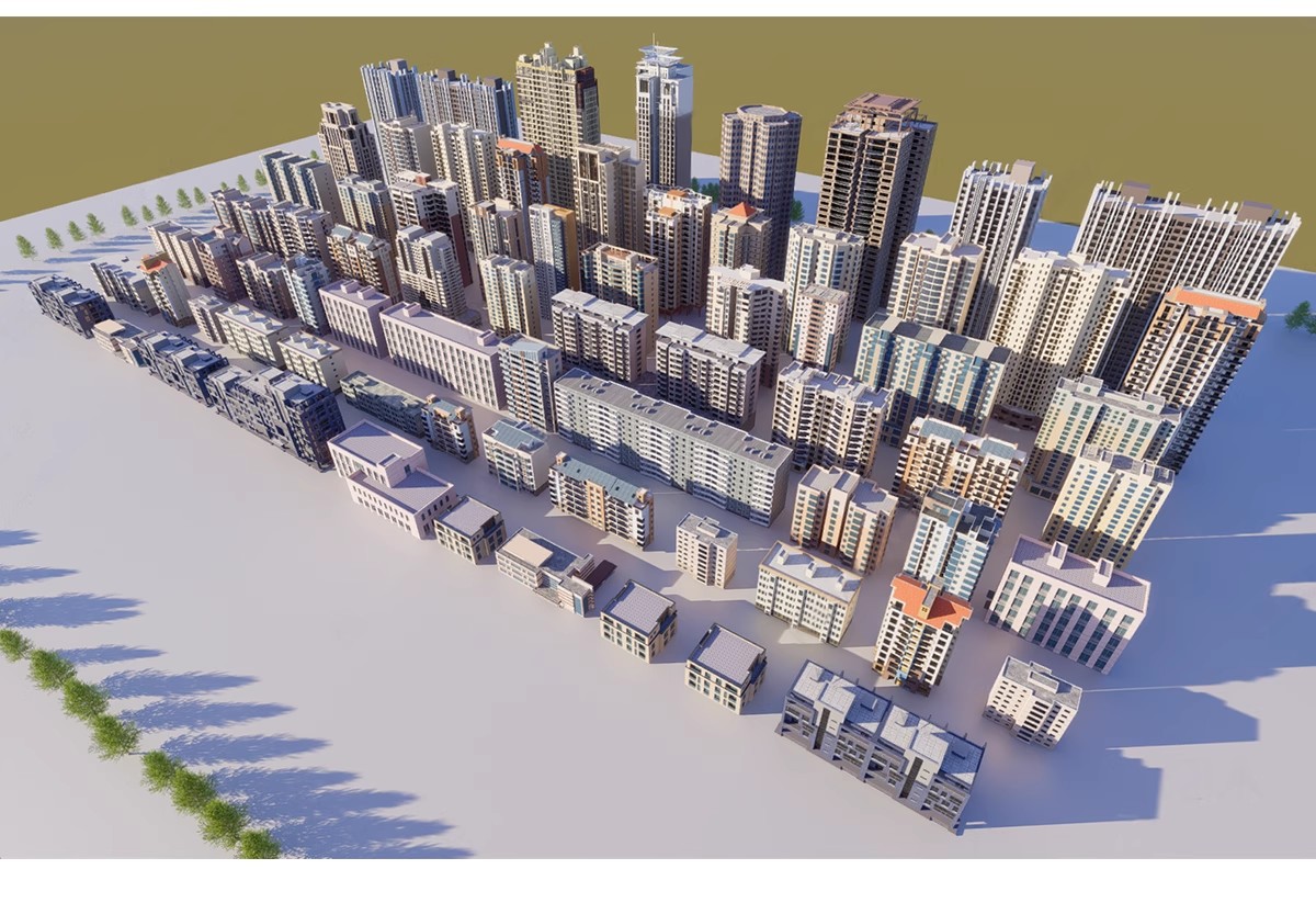 图片[18]-现代城市建筑配楼规划街道老城区住宅写字楼高层建筑群配景su模型-大怪兽分享