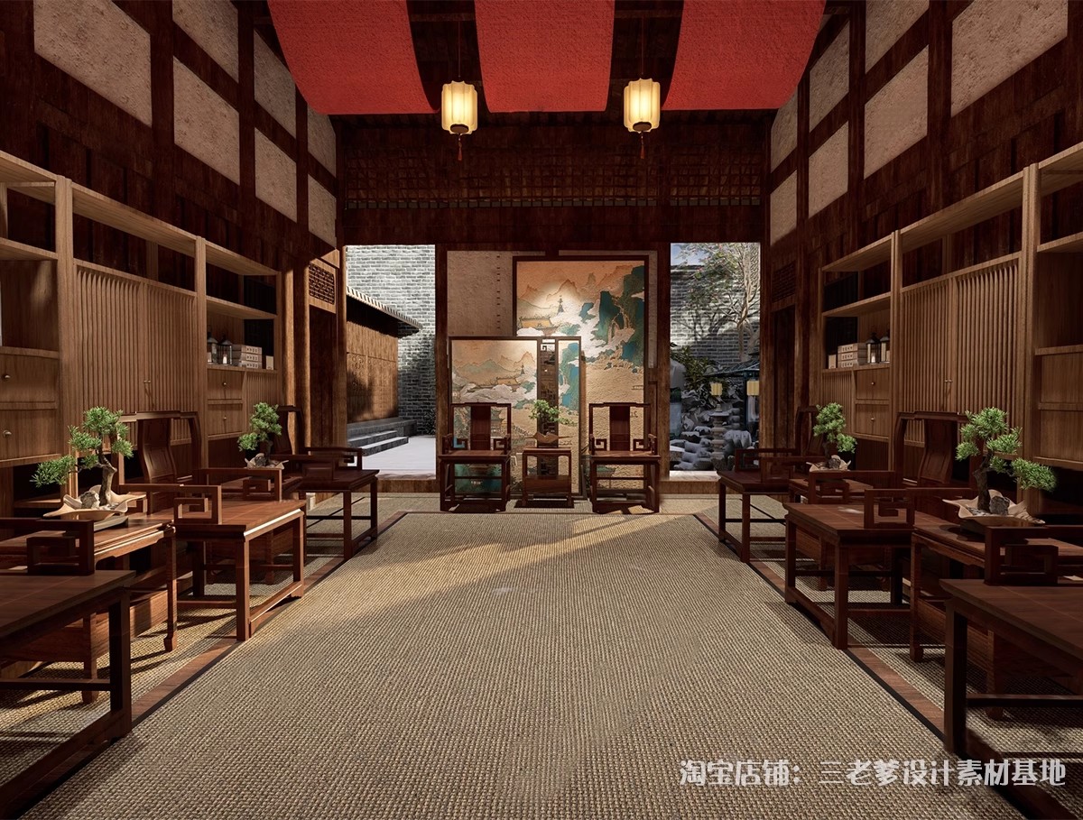 图片[18]-茶艺馆SU模型库新中式茶文化体验馆展厅茶室制茶炒茶加工装置雕塑-大怪兽分享