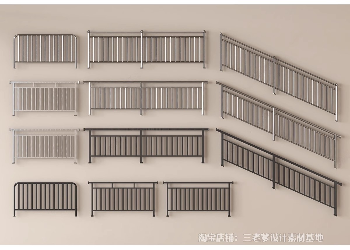 图片[18]-铁艺栏杆围栏su模型 欧式庭院住宅小区铝艺栅栏护栏围墙草图大师-大怪兽分享