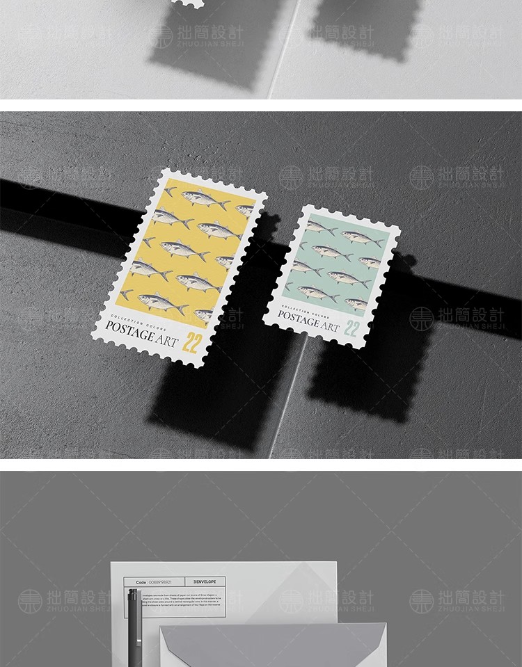 图片[7]-14款文创品牌VI纪念邮票信封LOGO展示智能贴图样机PS设计素材模板-大怪兽分享