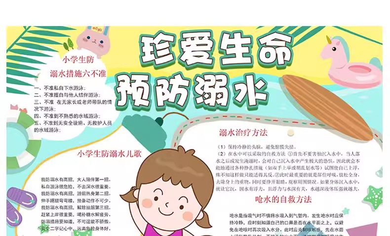 图片[17]-预防溺水安全手抄报模板小学生素材爱生命电子模板小报A3A4word版-大怪兽分享