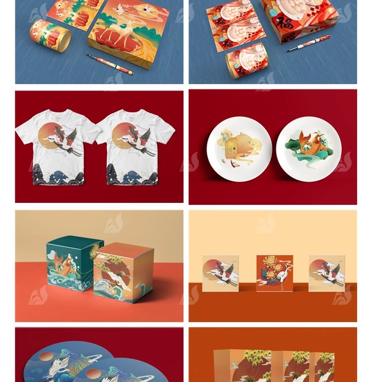 图片[8]-中式文创样机国风国风礼盒包装效果展示智能PSD贴图设计模板素材-大怪兽分享