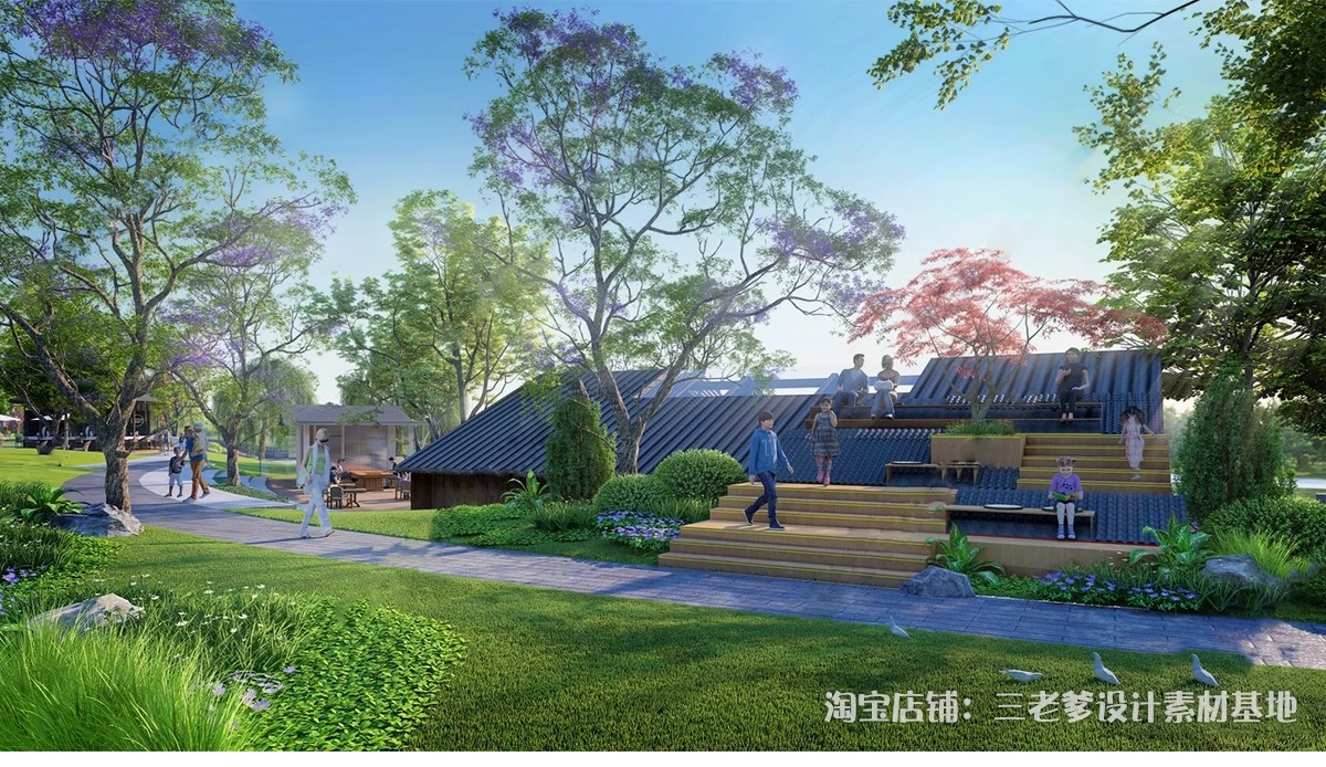 图片[19]-网红建筑屋顶花园SU模型 新中式休闲座椅拍照打卡点景观草图大师-大怪兽分享
