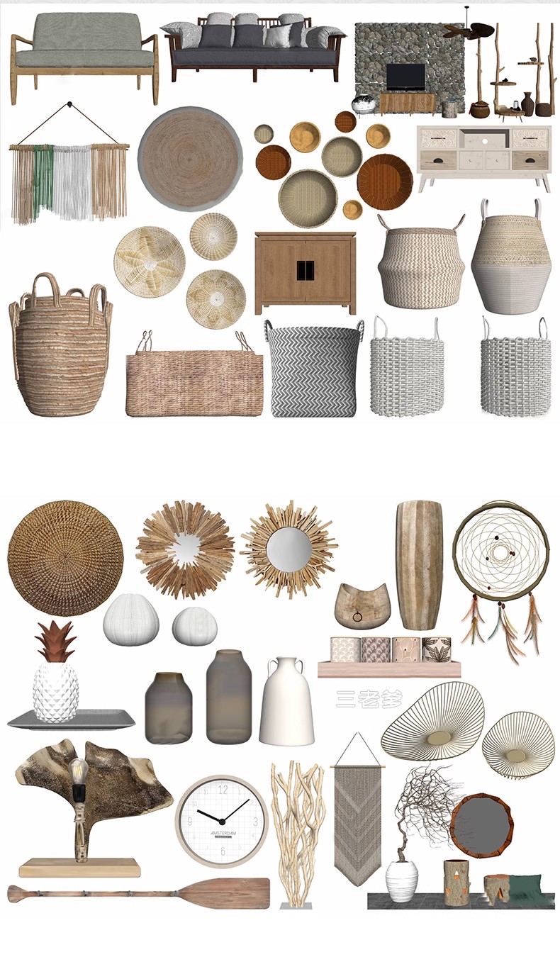 图片[19]-新中式日式原木风民宿室内软装陈设装饰品摆件草图大师SU模型素材-大怪兽分享