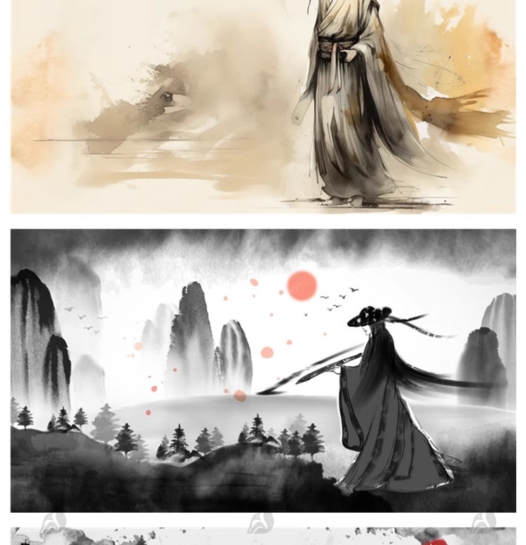 图片[6]-浪人侠客武侠水墨人物中国风手绘插画海报psd设计素材源文件模板-大怪兽分享