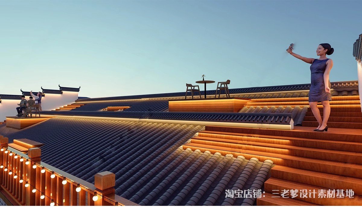 图片[20]-网红建筑屋顶花园SU模型 新中式休闲座椅拍照打卡点景观草图大师-大怪兽分享