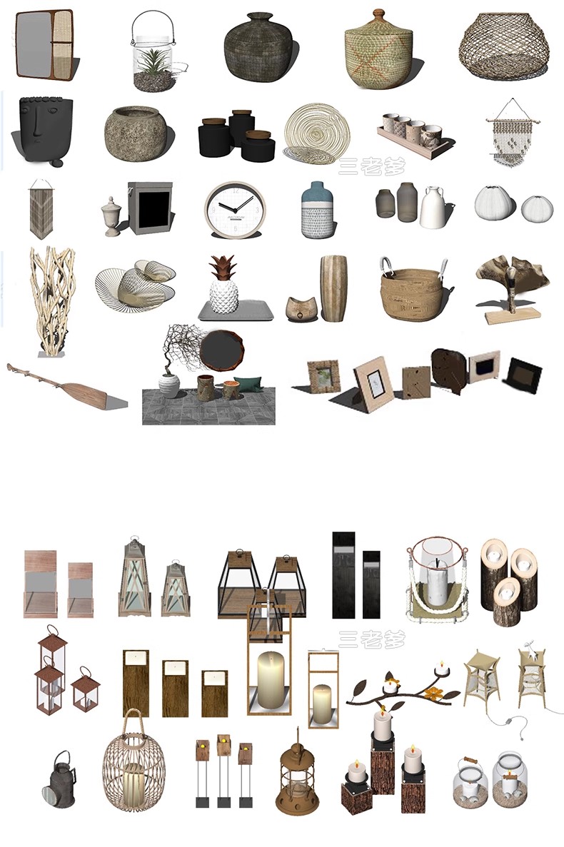 图片[20]-新中式日式原木风民宿室内软装陈设装饰品摆件草图大师SU模型素材-大怪兽分享