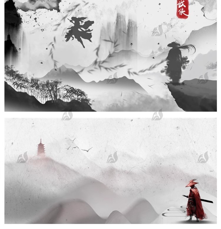 图片[7]-浪人侠客武侠水墨人物中国风手绘插画海报psd设计素材源文件模板-大怪兽分享