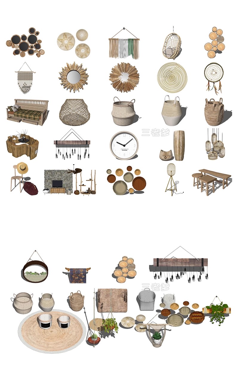 图片[21]-新中式日式原木风民宿室内软装陈设装饰品摆件草图大师SU模型素材-大怪兽分享