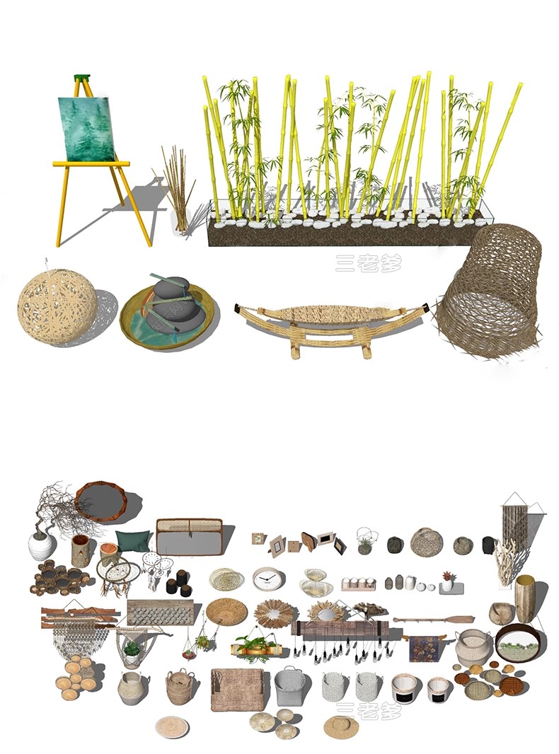 图片[22]-新中式日式原木风民宿室内软装陈设装饰品摆件草图大师SU模型素材-大怪兽分享